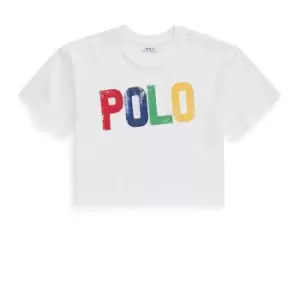Image of Polo Ralph Lauren Block Colour Crop Top - White