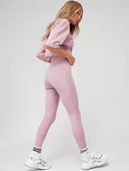 Image of adidas Originals Tonal 3 Stripes Leggings - Mauve Size 6, Women