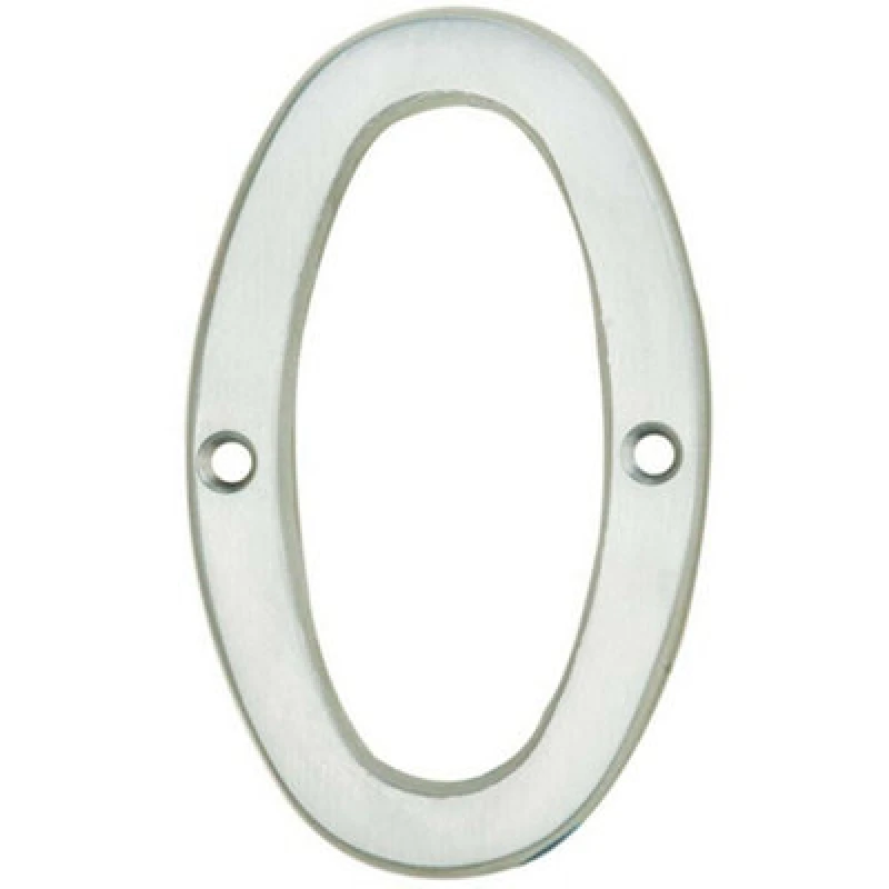 Image of Loops Satin Chrome Door Number 0 - 75mm Height 4mm Depth House Numeral Plaque Multi