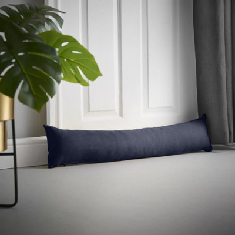 Image of Essential Living Velvet Chenille Draught Excluder 90cm x 15cm x 15cm Navy ZWAYDENVY