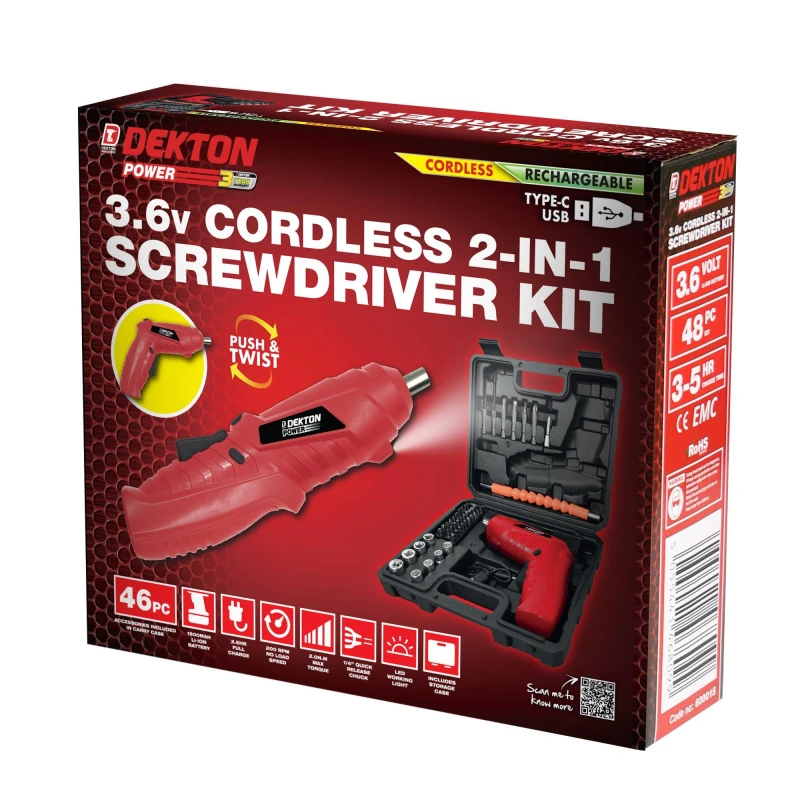 Image of Dekton 48pcs Screwdriver Kit Red unisex One Size