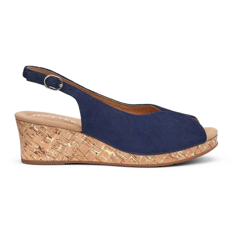 Image of Hotter Womens 'Atlantic' Wedge Sandals in Navy Size: 7 Navy Female 7