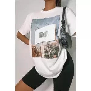 Image of I Saw It First White Love At First Swipe Love Barcode Oversized T-Shirt - White