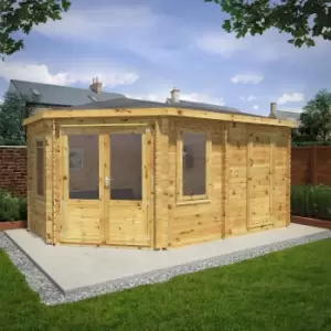 Image of Mercia 5m x 3m 44mm Wall Corner Lodge Plus