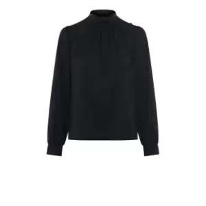 Image of French Connection Arina Solid Button-Neck Top - Black
