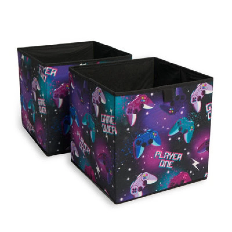 Image of OHS OHS Gaming Storage Boxes Pack of 2 Folding Space Saving Shoe Toy Cube Set in Black One Size Unisex 5027434215522