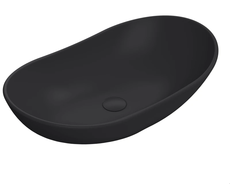 Image of Balterley Round Ceramic Countertop Vessel Without Overflow Matt Black 615mm Black