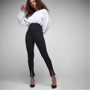 Image of Missguided Rib Split Front Leggings - Black