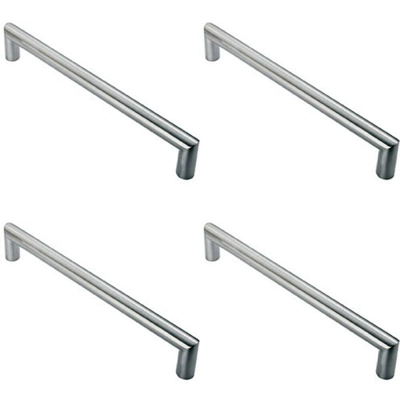 Image of Loops 4x 30mm Mitred Pull Door Handle 450mm Fixing Centres Satin Stainless Steel Metallics