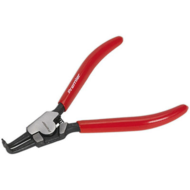 Image of Loops 180mm Bent Nose External Circlip Pliers - Spring Loaded Jaws - Non-Slip Tips Multi