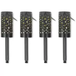 Image of 4x Solar Powered Black Lantern Spike Lights for Drive Path Patio Decor Stake Solar Light Outdoor Garden Lighting