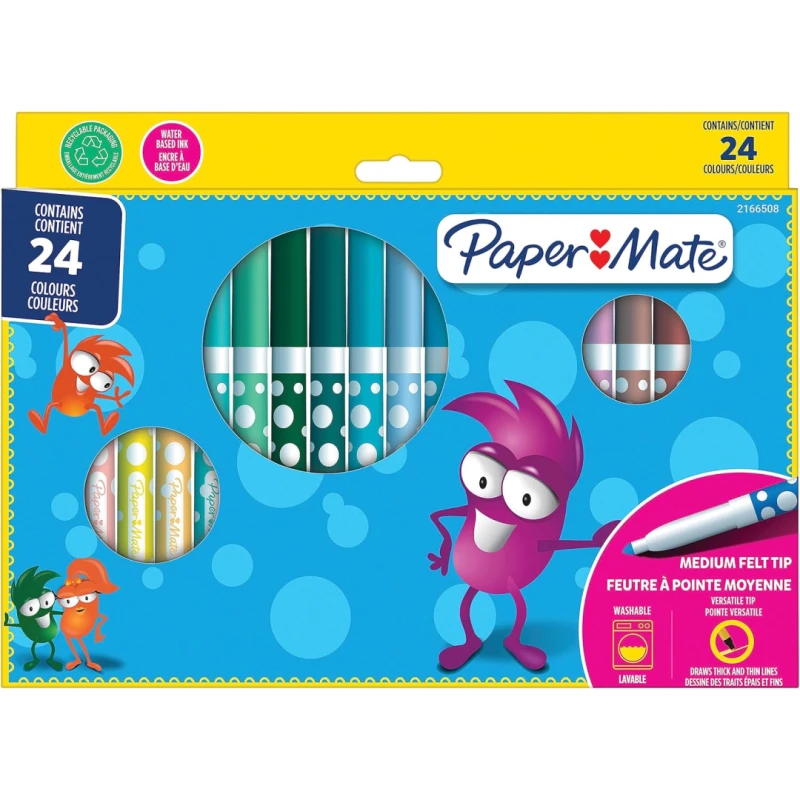 Image of Paper Mate Papermate Colouring Felt Tip Pens Range of 24pk