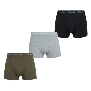 Image of Calvin Klein Pack Cotton Stretch Trunks - Khaki/Blk/Gry