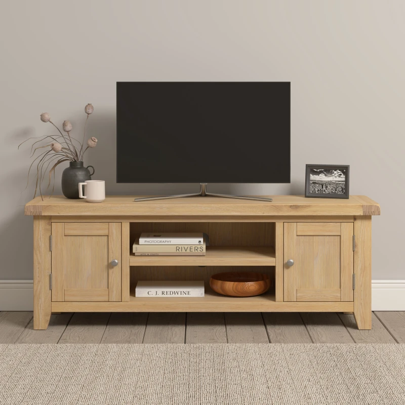 Image of Seconique Windsor Straight TV Unit - Natural Oak