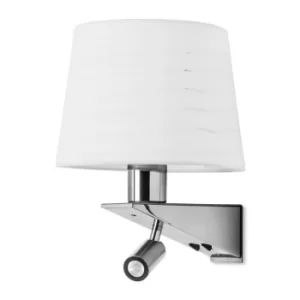 Image of Gloss LED 2 Light Indoor Wall Light Chrome, Satin Nickel with Reading Lamp, E27