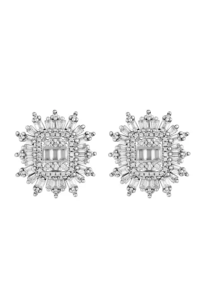 Image of Rhodium Plated Cubic Zirconia Stud Earrings