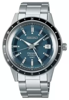 Image of Seiko SSK009J1 Presage 'Petrol Blue' Style 60s Road Trip GMT Watch