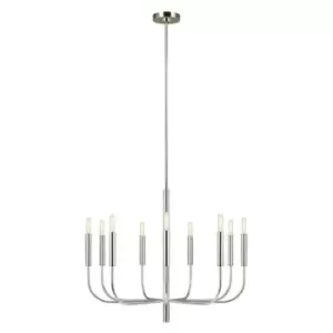 Image of 9 Bulb Chandelier LIght Highly Polished Nickel LED E14 60W