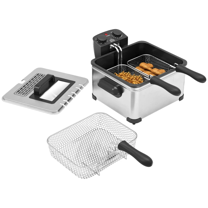 Image of HOMCOM Homcom - 5L Deep Fryer with Removable Oil Basket and Viewing Window, 2000W 5063603768925