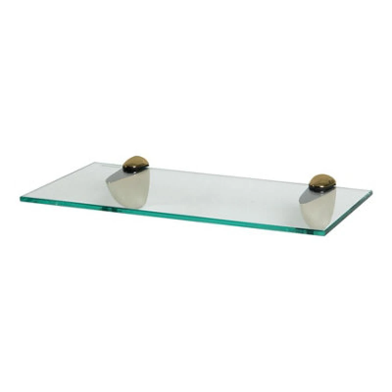 Image of Harbour Housewares Floating Glass Shelf - 40Cm - Gold Brackets - Bathroom Shower Storage Vanity Display Unit Shelf