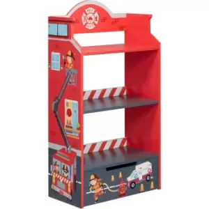 Image of Fantasy Fields Lil Fire Fighters Children Kids Wooden Bookcase Storage TD-12506A - Red/Multi-color