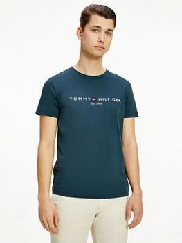 Image of Tommy Hilfiger Logo T-Shirt - Mystic Lake , Mystic Lake, Size L, Men