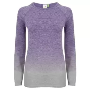 Image of Tombo WomensLadies Seamless Fade Out Long Sleeve Top (S/M) (Purple/Light Grey Marl)