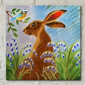 Image of Tile 8x8 Hare in Bluebells By J. Yates Wall Art