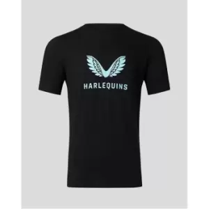 Image of Castore Harlequins Logo T Shirt 2022 2023 Mens - Black