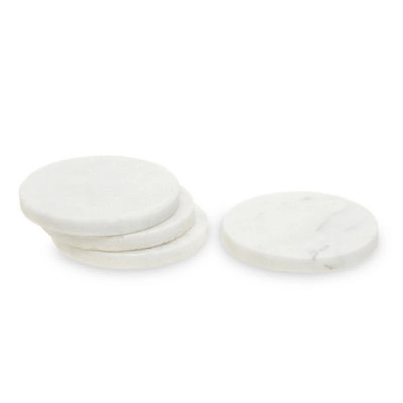 Image of Premier Housewares Marmore Set Of Four White Marble Round Coasters White