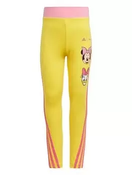 Image of adidas Disney Younger Girls Minnie Mouse Leggings - Bright Yellow, Bright Yellow, Size 3-4 Years