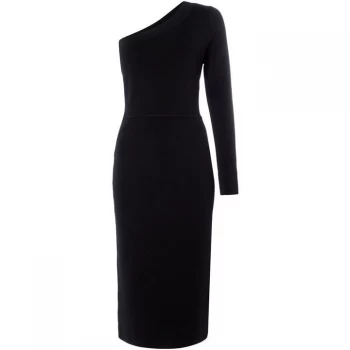 Image of ISSA one shoulder knitted dress - Black