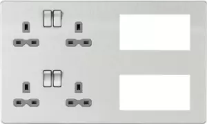 Image of KnightsBridge Screwless Combination Plate - Brushed Chrome with grey insert