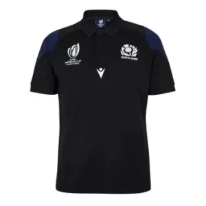 Image of Macron Scotland Rugby Travel Polo Shirt 2023 2024 Adults - Black