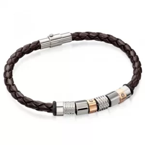 Image of Fred Bennett Brown Leather Beaded Bracelet B4544