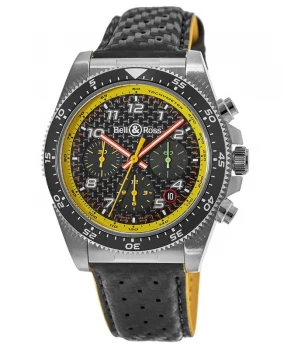 Image of Bell & Ross Vintage Black Dial Black Leather Strap Mens Watch BRV394-RS19/SCA BRV394-RS19/SCA