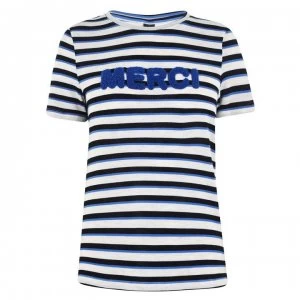 Image of Vero Moda Kia Honie Short Sleeve Top - Birch/Blue