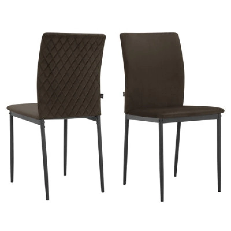 Image of Dorel Dining Chair In Velvet Mink 2 Pack, Brown 9141182UK