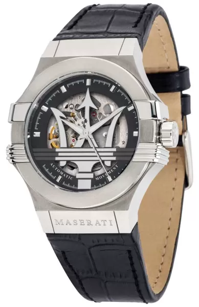 Image of Maserati R8821108038 Potenza Automatic Black Leather Watch