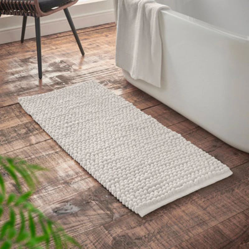 Image of Bianca 'Aspen Bobble' Bath Runner White