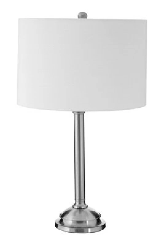 Image of Orsina Adjustable Height Polished Metal Table Lamp, Cream Fabric Drum Shade, Boutique Lighting Feature For Bedroom