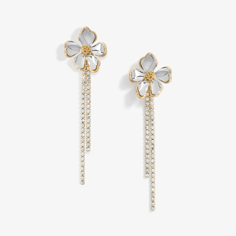 Image of Mood Two Tone Flower Cupchain Drop Earrings Multi