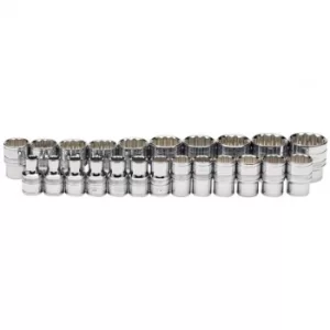 Image of Draper Loose Metric Socket Set, 1/2" Sq. Dr., Polished Chrome (23 Piece)