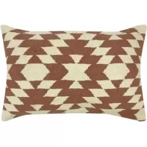 Image of The Linen Yard Jura Woven Jacquard 100% Cotton Cushion Cover, Sienna, 40 x 60 Cm