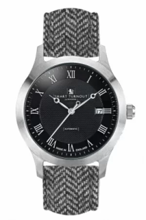 Image of Smart Turnout Shackleton Automatic Watch With a Black Herringbone Tweed Strap