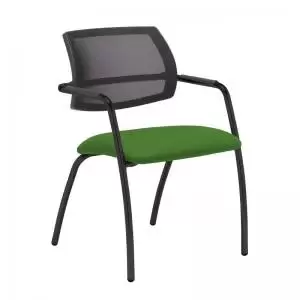 Image of Tuba Black 4 leg frame conference chair with half mesh back - Lombok
