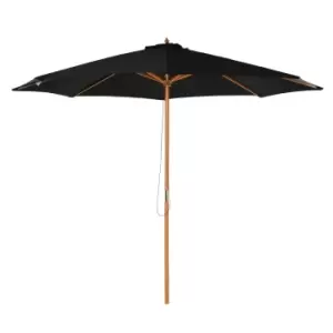 Image of Outsunny 3M Fir Wooden Garden Parasol Sun Shade Outdoor Umbrella Canopy - Black
