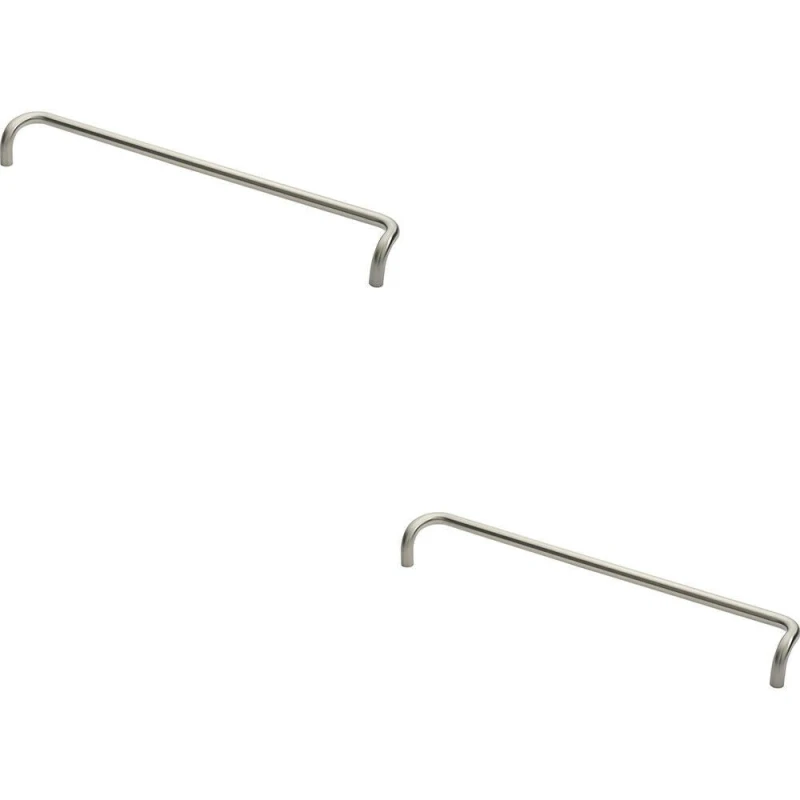 Image of Loops 2x Cranked Door Pull Handle 19mm Dia 600mm Fixing Centres Satin Steel Metallics unisex