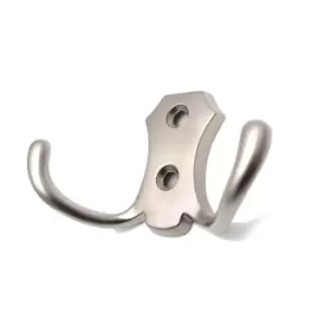 Image of GTV Small Double Coat Hanger Hook Door Wall Bath BK24 Model - Colour Satin, Pack