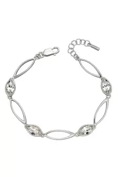 Image of Sterling Silver & Clear CZ Navette Link Bracelet